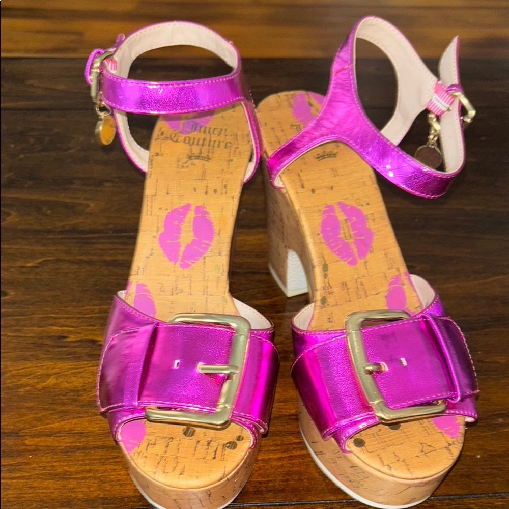 Juicy Couture Metallic Pink Wedge Sandals